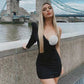 Rochie 'Feminine Luxe' - Rochie neagra, cu efect modelator si detalii stralucitoare