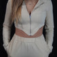 TRENING 'BEIGE DIVA' - Trening dama din 2 piese cu bluza tip corset+pantaloni