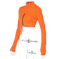 TOP 'ORANGE B' - Crop top portocaliu cu fermoar in fata