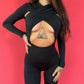 SALOPETA 'CUT OUT' BLACK - Salopeta dama, casual, lunga cu decupaj, neagra