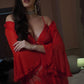 LENJERIE 'RED PASSION' -  Set lenjerie intima rosie 3 piese neglijeu+halat+slip