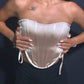 Corset 'Honey B' Beige - Corset top satinat cu snururi bej