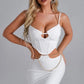 COMPLEU ‘LATINO PARTY’ - Compleu dama alb elegant cu fusta si corset top tip corset
