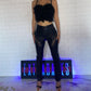 PANTALONI 'BLACK LACE'- Pantaloni piele neagra drepti cu taieturi si snururi