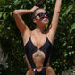 COSTUM DE BAIE INTREG 'TROPICAL QUEEN' NEGRU