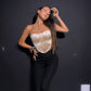 Corset 'Honey B' Beige - Corset top satinat cu snururi bej