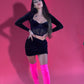 Compleu 'Rosalia' - Compleu dama catifea corset top cu maneca lunga si fusta mini