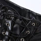 PANTALONI 'BLACK LACE'- Pantaloni piele neagra drepti cu taieturi si snururi