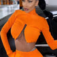 TOP 'ORANGE B' - Crop top portocaliu cu fermoar in fata