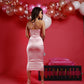 ROCHIE 'SHELL' - Rochie midi satinata cu decupaje si pietre