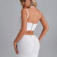 COMPLEU ‘LATINO PARTY’ - Compleu dama alb elegant cu fusta si corset top tip corset