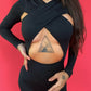 SALOPETA 'CUT OUT' BLACK - Salopeta dama, casual, lunga cu decupaj, neagra