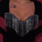 Body 'Luxury Tessel' - Body dama, negru, cu maneca lunga si detalii din strasuri