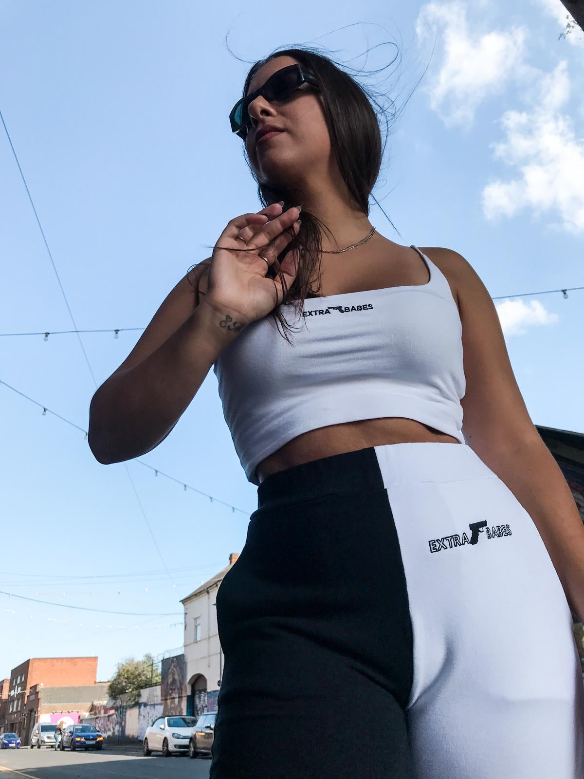 TRENING 'SLAY EVERYDAY' - Trening dama din 2 piese 'Black & white' bumbac