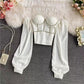 CORSET 'BRIDAL VIBE' WHITE -  Corset top alb din sifon cu detalii din pietre