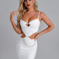 COMPLEU ‘LATINO PARTY’ - Compleu dama alb elegant cu fusta si corset top tip corset