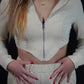 TRENING 'BEIGE DIVA' - Trening dama din 2 piese cu bluza tip corset+pantaloni