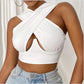 TOP 'IBIZA WHITE' - Top alb detaliu decolteu