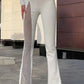 PANTALONI ‘ELEGANCE’ WHITE - Pantaloni albi evazati cu plasa stralucitoare