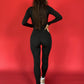 SALOPETA 'CUT OUT' BLACK - Salopeta dama, casual, lunga cu decupaj, neagra