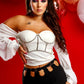 CORSET 'BRIDAL VIBE' WHITE -  Corset top alb din sifon cu detalii din pietre