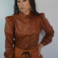 CAMASA 'BROWN LEATHER' - Camasa maro din piele si umeri bufanti