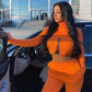 TOP 'ORANGE B' - Crop top portocaliu cu fermoar in fata