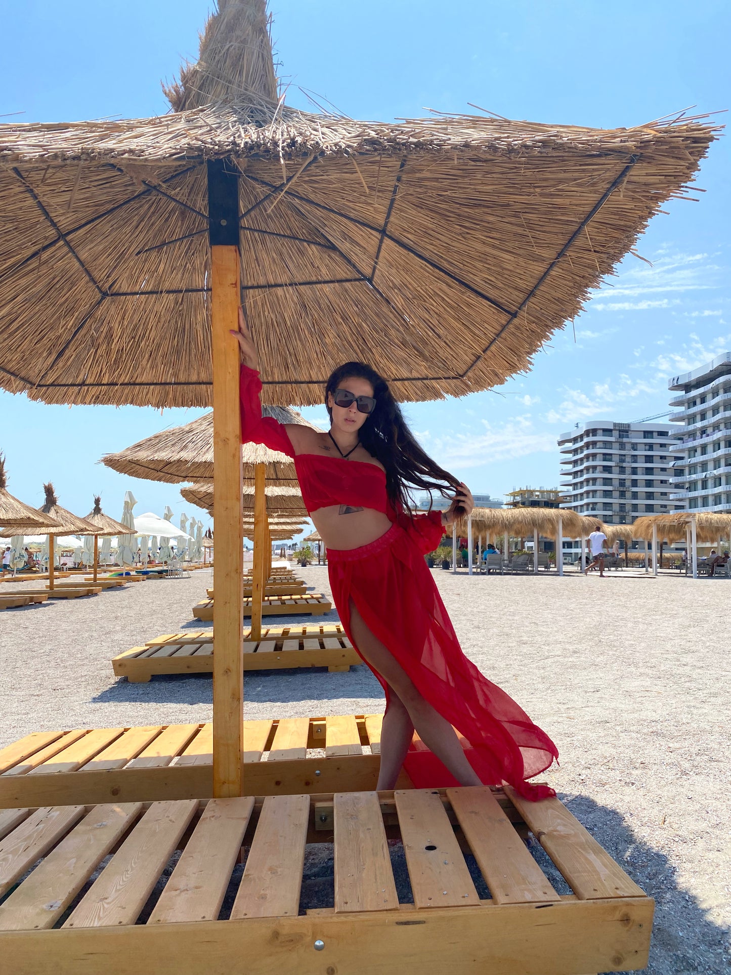 Compleu de plaja din doua piese "Punta Cana" Rosu
