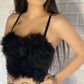 CORSET ‘BLACK FUR’ - Corset top negru cu pene si cupe