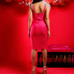 ROCHIE 'PINK MAMACITA' - Rochie midi roz cu cristale pe bretele