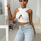 TOP 'IBIZA WHITE' - Top alb detaliu decolteu
